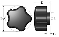 Ergo Star Knob Line Drawing